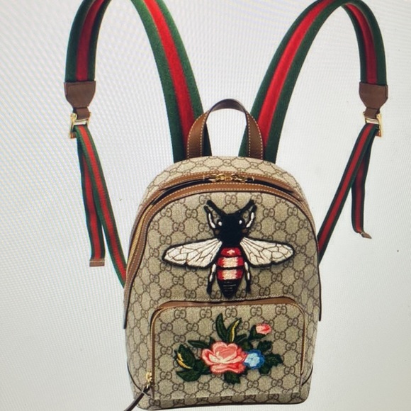 Gucci Beige Bee Embroidered Canvas & Leather small Day Backpack & Wallet - Picture 12 of 12
